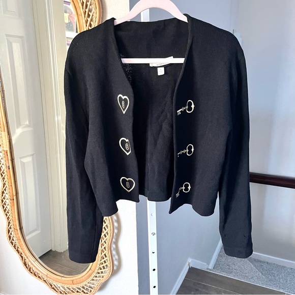 St. John / Separates black wool blend textured bolero blazer Jacket - Picture 1 of 7